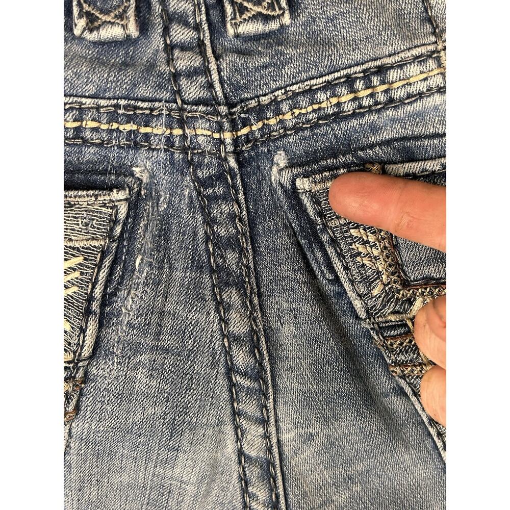 Rock Revival Jeans Mens Sz 32x30 Blue Denim Rigny Relaxed Straight Faded Patches - Picture 9 of 11